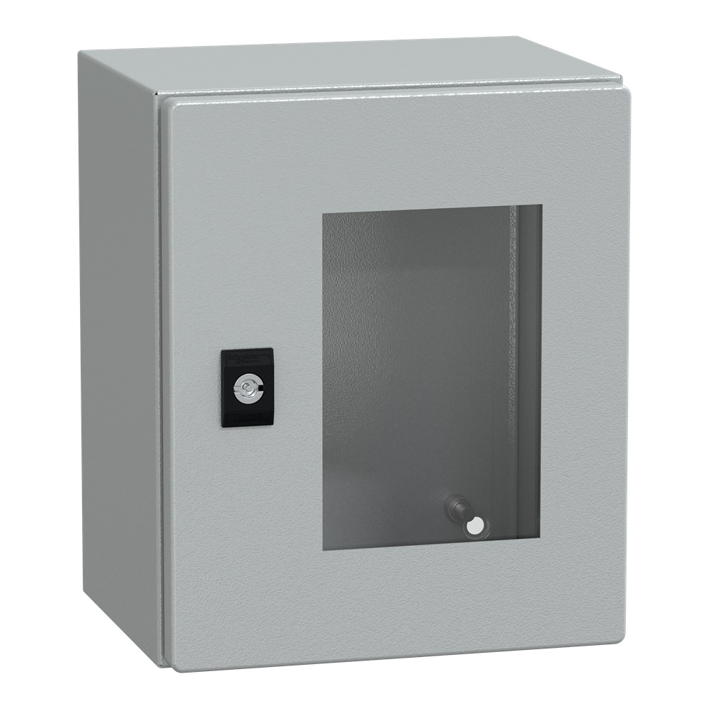 Cassetta acciaio IP66 IK08 300x250x200 mm porta vetro trasparente montaggio parete