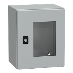 Cassetta acciaio IP66 IK08 300x250x200 mm porta vetro trasparente montaggio parete