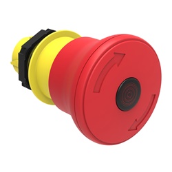 Pulsante fungo luminoso 40mm rosso sgancio a rotazione per arresto emergenza ISO 13850