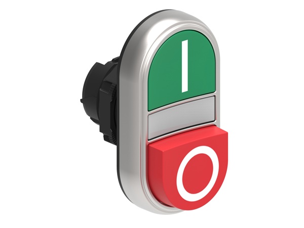 Pulsante doppio impulso Ø22mm plastica cromata con indicatore luminoso bianco serie Platinum per comandi industriali