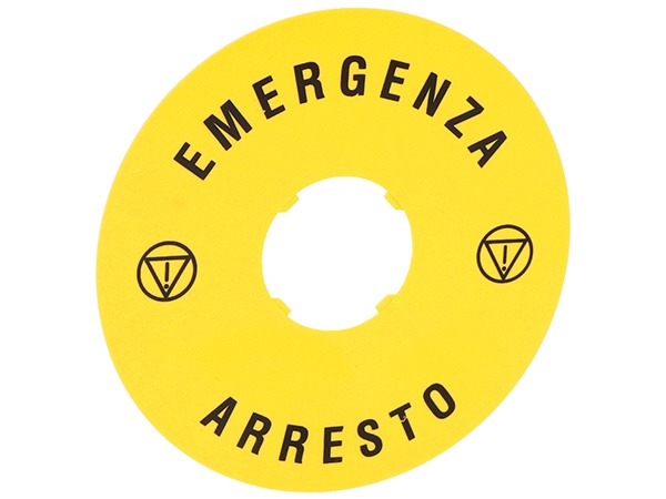 Disco plastico 90mm per pulsanti emergenza arresto industriale