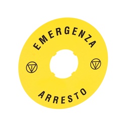 Disco plastico 90mm per pulsanti emergenza arresto industriale