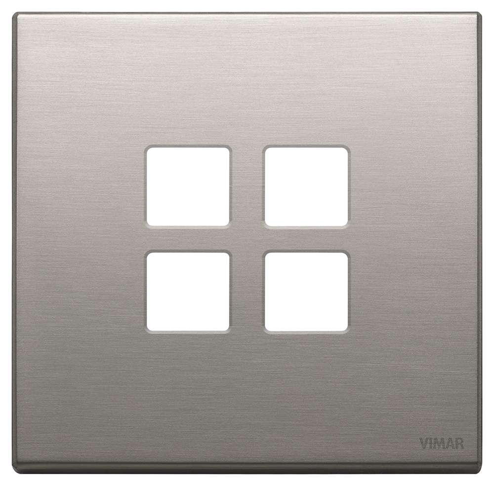 Placca 2 moduli 4 comandi Flat domotici KNX metallo nichel spazzolato