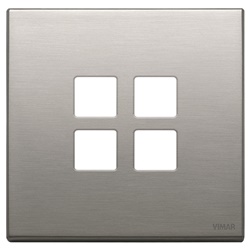 Placca 2 moduli 4 comandi Flat domotici KNX metallo nichel spazzolato