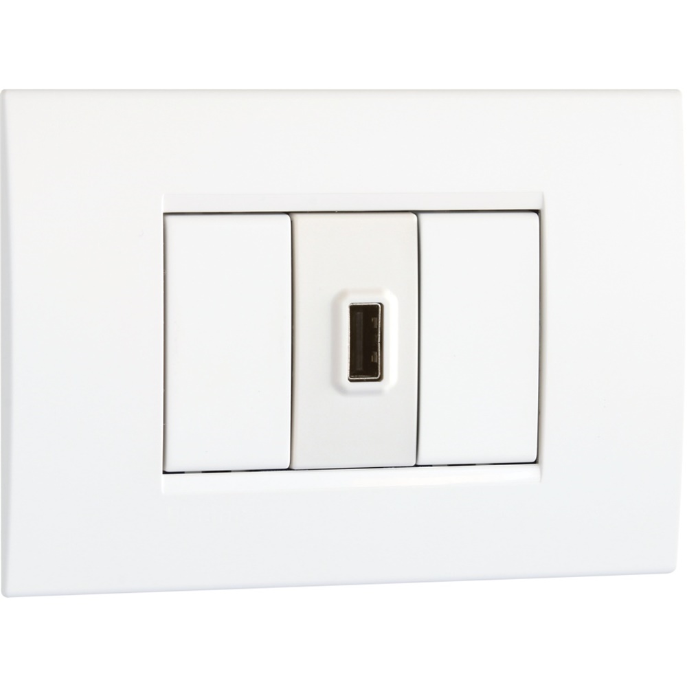 Power USB bianco caricabatterie 5V 1,5A incasso per smartphone tablet casa ufficio
