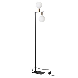 Piantana metallo nero ottone satinato doppio portalampada E27 illuminazione interna design moderno