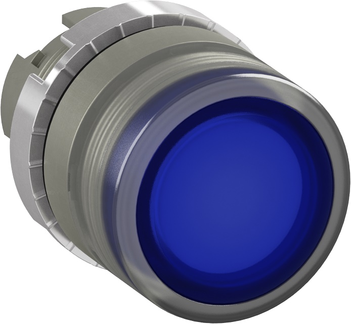 Pulsante luminoso satinato blu incasso momentaneo metallo modulare per impianti industriali