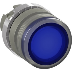 Pulsante luminoso satinato blu incasso momentaneo metallo modulare per impianti industriali