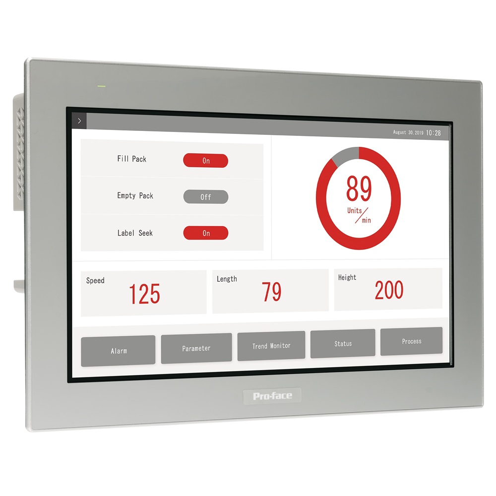 15W touch panel display, 2Ethernet, USB host, 24VDC