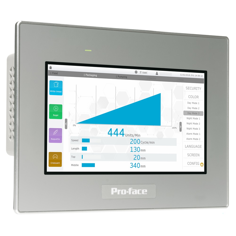 7W touch panel display, 2COM, 2Ethernet, USB host&device, 24VDC