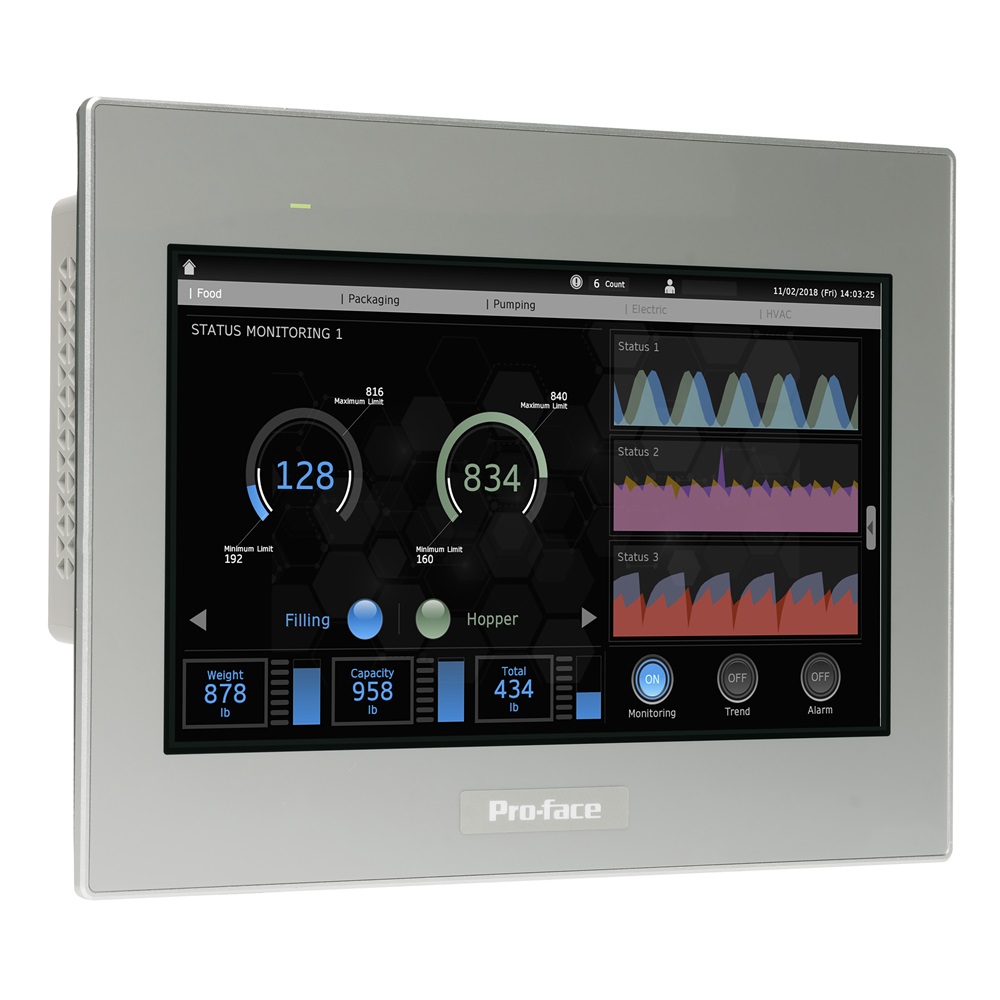 10W touch panel display, 2COM, 2Ethernet, USB host&device, 24VDC