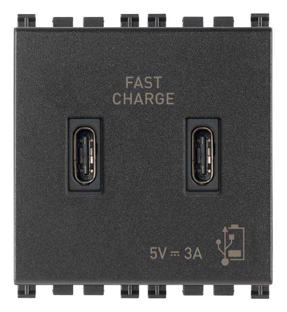 Alimentatore USB doppia uscita C 15W 3A 5V cavo 2m grigio per dispositivi elettronici