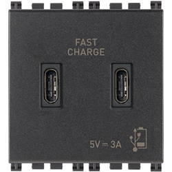 Alimentatore USB doppia uscita C 15W 3A 5V cavo 2m grigio per dispositivi elettronici