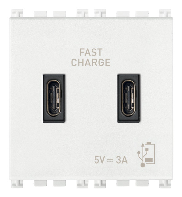 Alimentatore USB C+C 15W 3A 5V doppia uscita 2m bianco per dispositivi elettronici