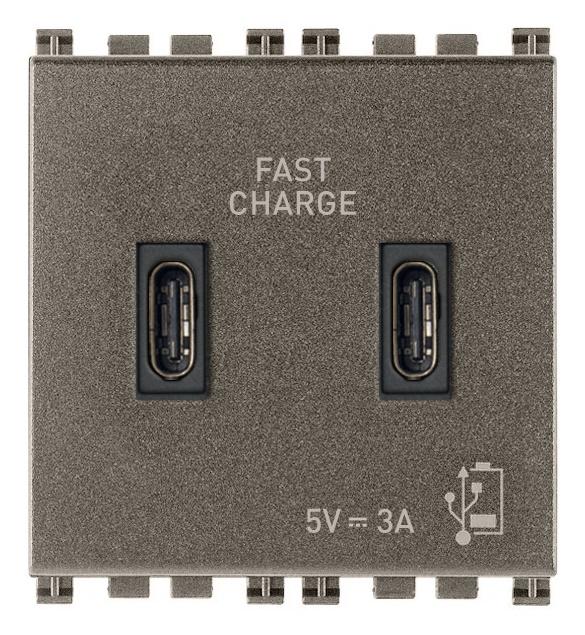 Alimentatore USB C+C 15W 3A 5V doppia uscita 2 metri Metal per dispositivi elettronici