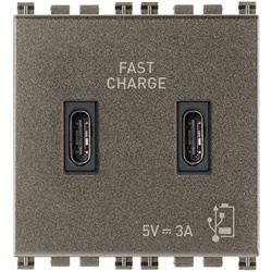 Alimentatore USB C+C 15W 3A 5V doppia uscita 2 metri Metal per dispositivi elettronici