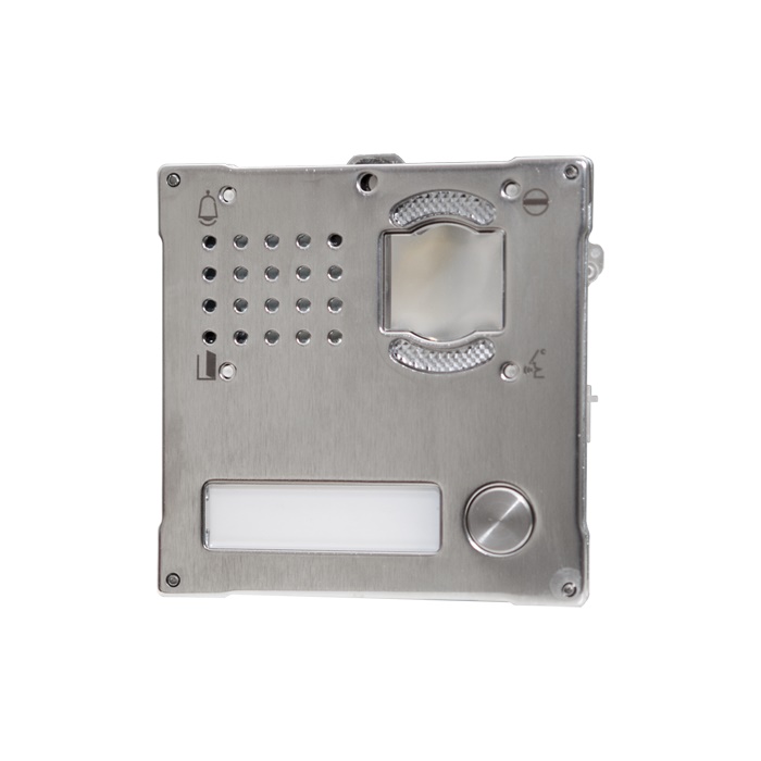 Serie Vandalcom - Modulo 1 pulsante predisposto per unità audio/video, acciaio inox 316 2,5mm