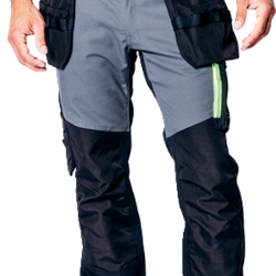 Pantaloni Aker multitasca neri/grigi con tasche porta-attrezzi e strisce rifrangenti taglia 46