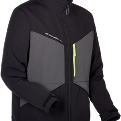 Giacca softshell Aker nera/grigia elastica pile interno tasche multiple strisce rifrangenti per installatori elettrici