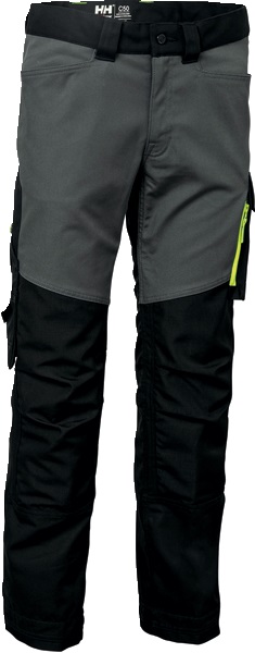 Pantaloni da lavoro Aker resistenti senza tasche ingombranti per installatori elettrici nero/grigio
