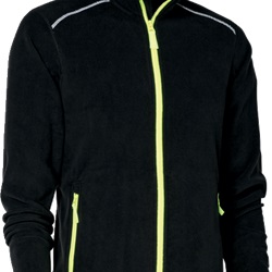 Giacca micropile Aker nera 3XL cerniera lampo YKK tasche chiuse polsini elasticizzati strisce riflettenti per installatori elettrici e uso professionale