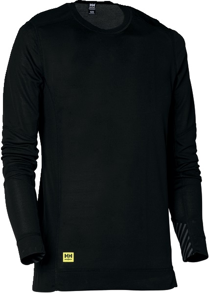 Maglia termica tecnica nera isolante con cuciture piatte e tecnologia Lifa stay warm per lavoro in ambienti freddi