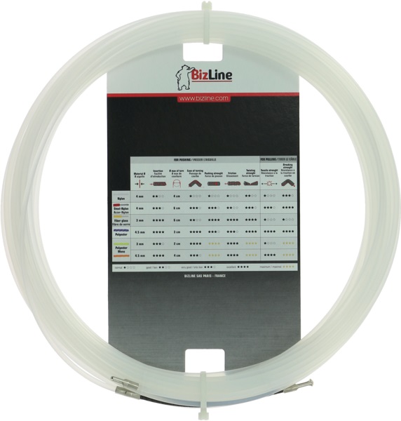 Sonda nylon 30 m Ø 4 mm flessibile con inserti intercambiabili per cavi 16-25 mm in guaine e condotti elettrici