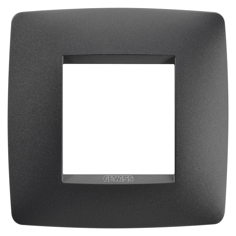 Placca elettrica ONE International 2 moduli nero satinato tecnopolimero per abitazioni
