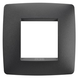 Placca elettrica ONE International 2 moduli nero satinato tecnopolimero per abitazioni