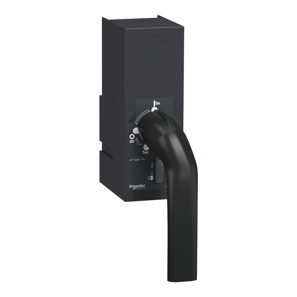 Maniglia rotativa nera anteriore per sezionatori FuPact GS 250-400A con blocco lucchetto IP20