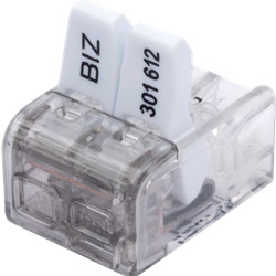 Morsetto a molla BizWing 2 ingressi 0,2-4 mm² ergonomico trasparente per cablaggi elettrici
