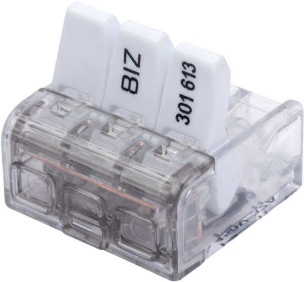 Morsetto a molla BizWing 3 ingressi 0,2-4 mm² collegamento rapido trasparente