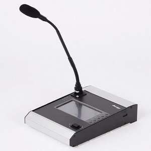 Postazione microfonica Ethernet con display touch LCD controllo audio professionale sale conferenze