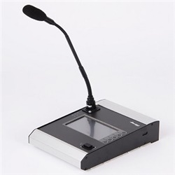 Postazione microfonica Ethernet con display touch LCD controllo audio professionale sale conferenze