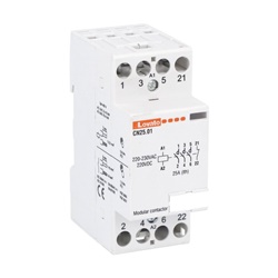 Contattore modulare tripolare 25A AC1 220-230V con 3NA+1NC per impianti elettrici