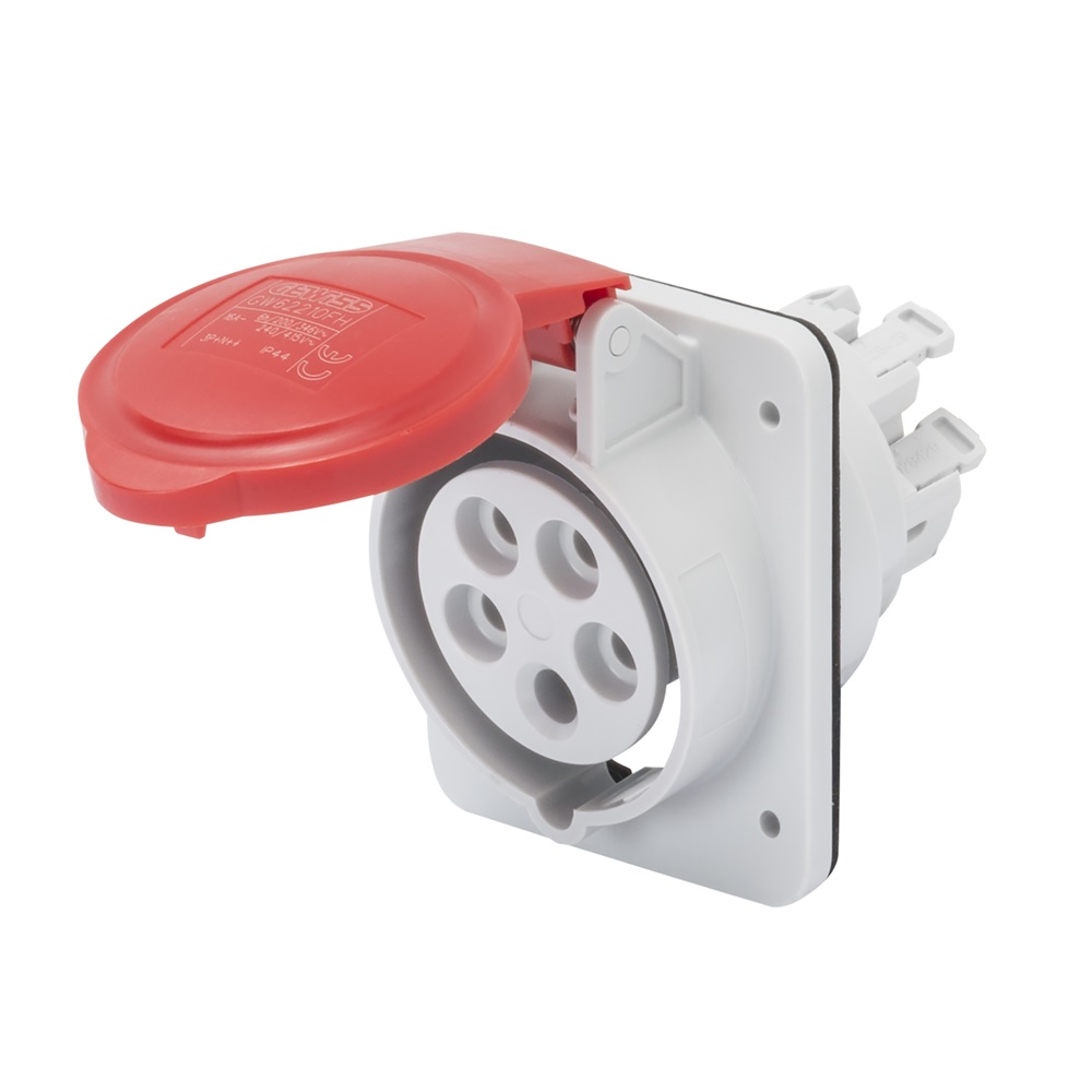 PRESA FISSA DA INCASSO A 10° HP - IP44/IP54 - 3P+N+T 16A 380-415V 50/60HZ - ROSSO - 6H - CABLAGGIO RAPIDO
