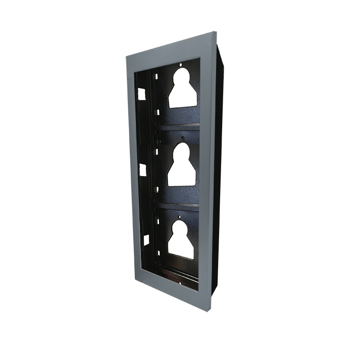 Telaio da incasso 3 moduli Ultra alluminio silver per pulsantiere, resistente corrosione e UV, dimensioni compatte