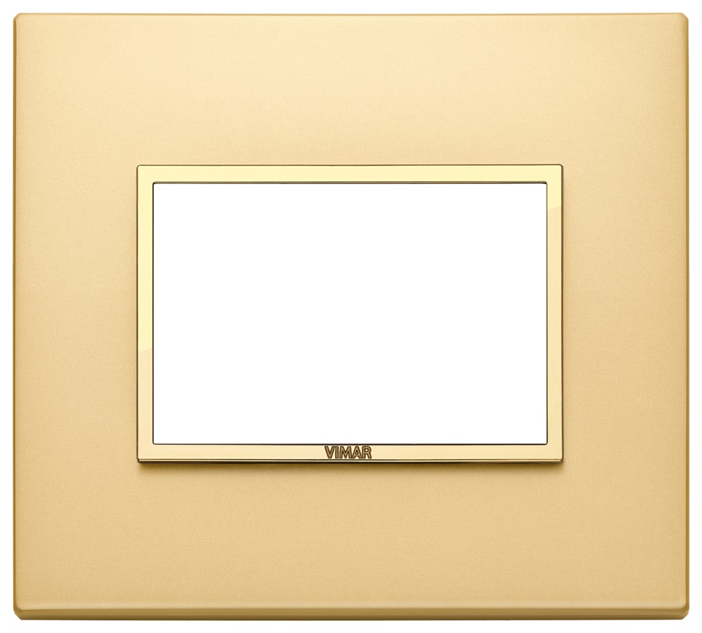 Placca 3 moduli alluminio nobilitato oro satinato per installazioni eleganti