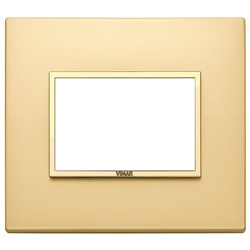 Placca 3 moduli alluminio nobilitato oro satinato per installazioni eleganti