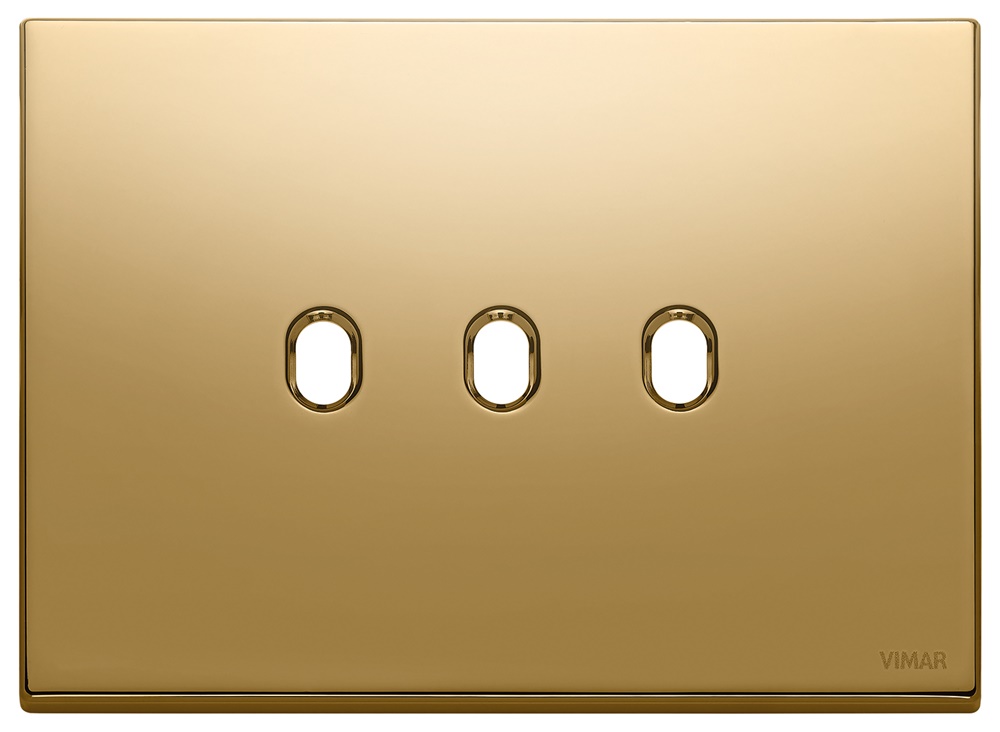 Placca 3 moduli metallo oro Vintage per comandi elettrici design classico