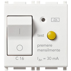 Interruttore magnetotermico differenziale 1P+N C16 30mA 2 moduli bianco uso civile