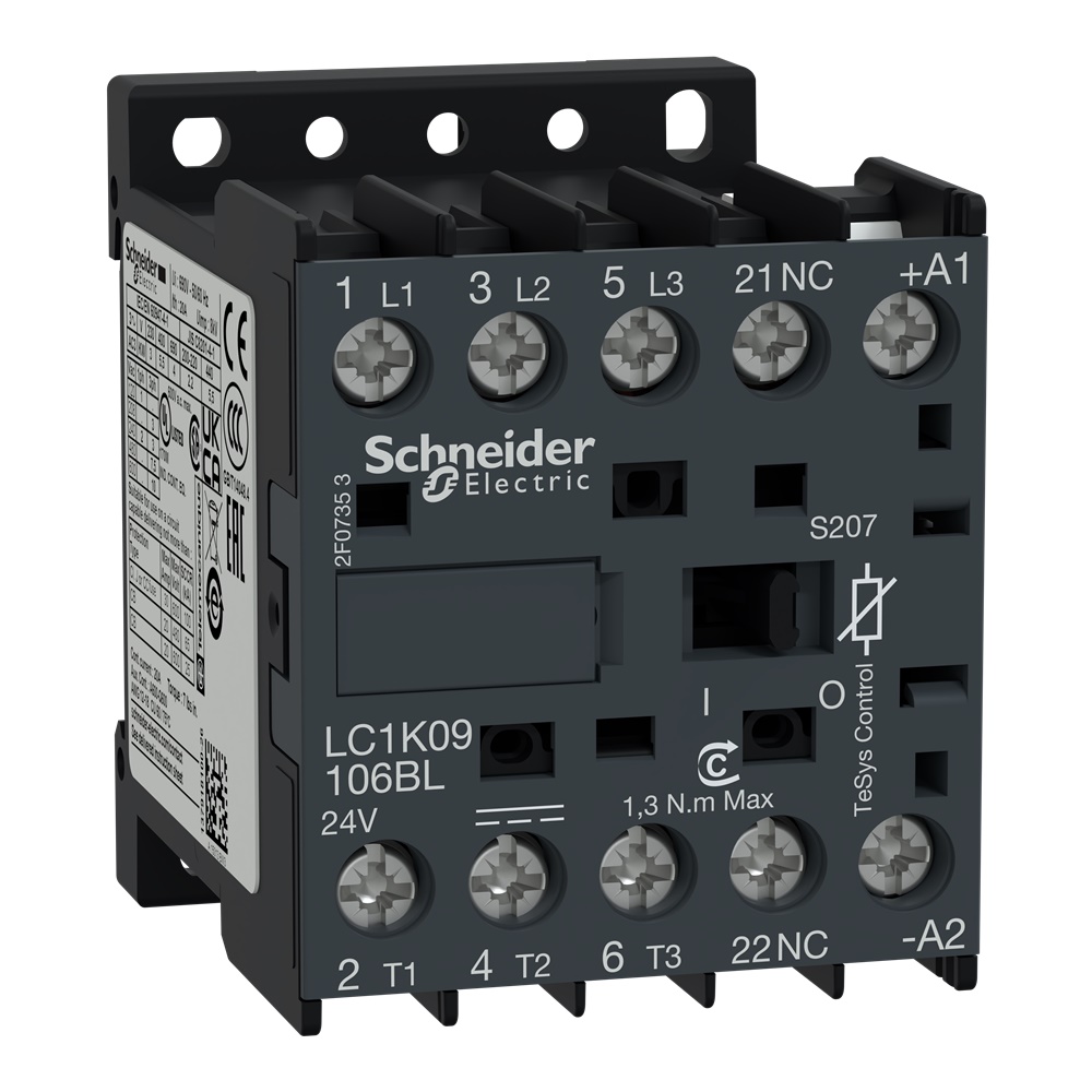 TeSys K contattore - 3P - AC-3 <= 440 V 9 A - 1 NO aux. - 24 V DC rail