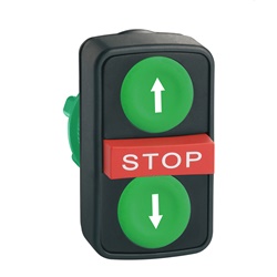 Testa pulsante triplo ø22 verde filo/rosso sporgente/verde filo con marcatura