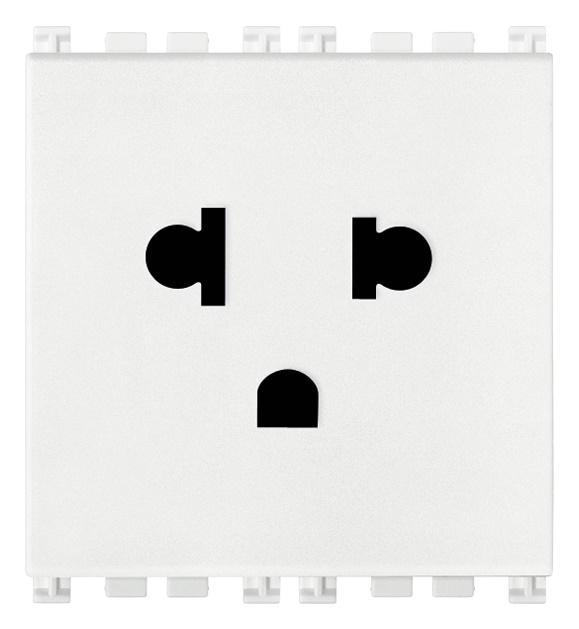 Presa SICURY 2P+T 16A 250V standard euroamericano polarizzato bianco 2 moduli