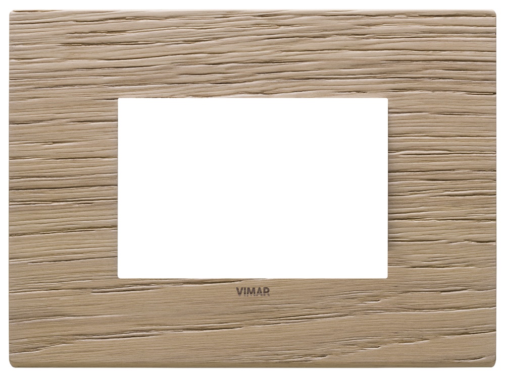 Placca 3 moduli legno rovere per installazioni elettriche design solido