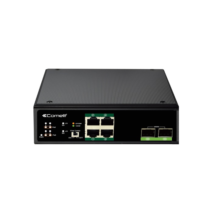 SWITCH 4 PORTE POE + 2 SFP DIN MOUNT