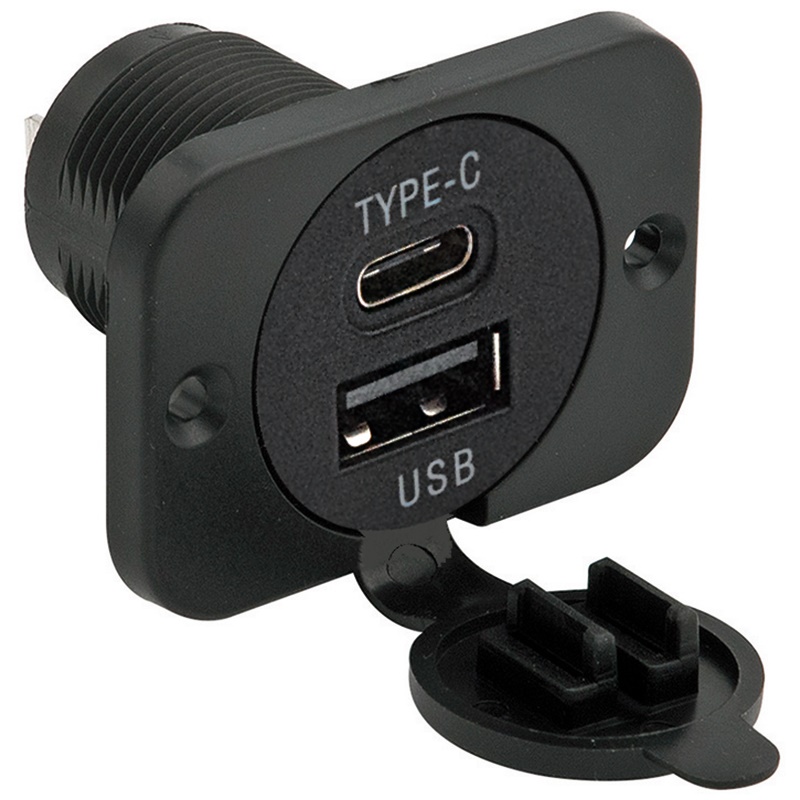 Doppia presa USB+USB-C 5V 3A ricarica rapida compatta per uso residenziale e professionale