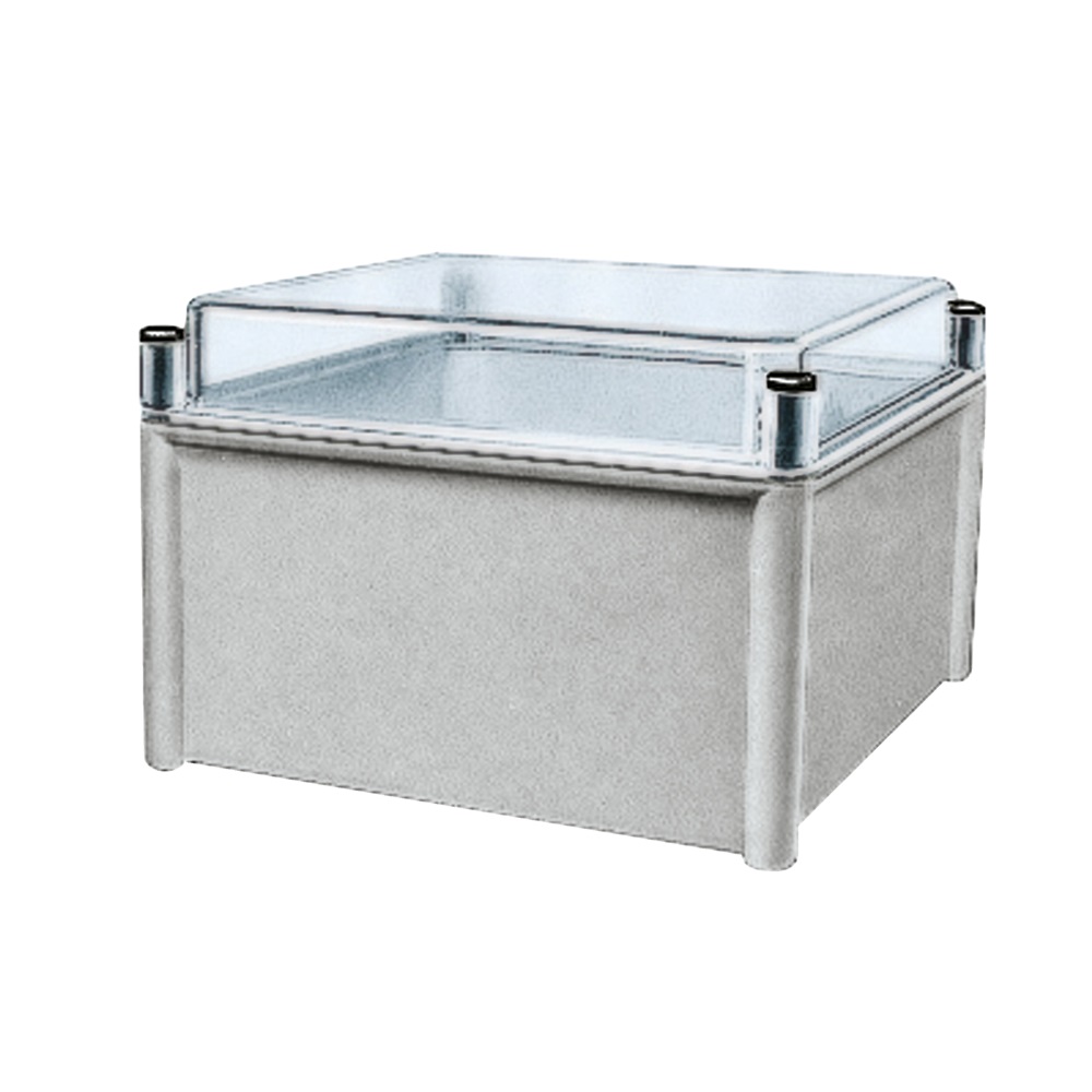 Cassetta PLS, retro in poliestere, coperchio trasparente per PC IP65 27x27x18cm
