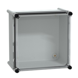 Cassetta PLS, retro in poliestere, coperchio trasparente per PC IP65 27x27x18cm