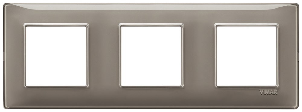 Placca 6 moduli (2+2+2) interasse 71 mm tecnopolimero Reflex cenere per impianti elettrici